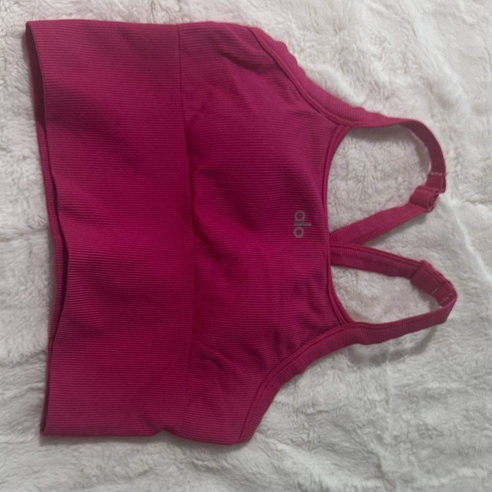 ALO Yoga Ribbed Pink Bra